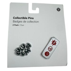 Lululemon Collectible Pins: 2 pack Crater Blue and Lululemon Red